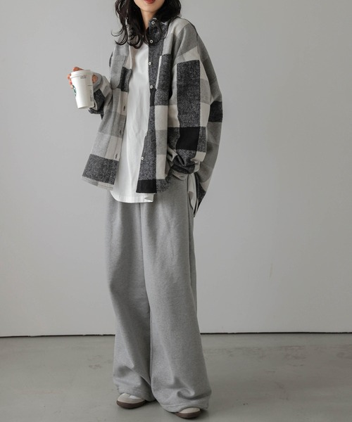 SUGAR BISKET（シュガービスケット）の「オーバーサイズ チェック柄ジャケット（シャツ/ブラウス・レディース・ブラック/ブラウン・フリー）」の9枚目の写真