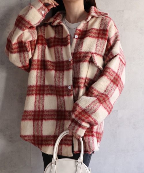 セール】〈ユニセックス商品〉起毛 シャギーチェックビッグシルエット