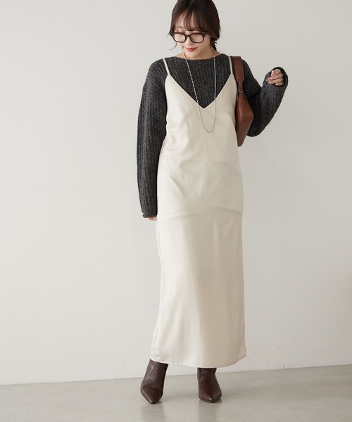 continuer de NICE CLAUP（コンティニューデナイスクラップ）の「ボートネックＢＩＧプルオーバー（ニット/セーター・レディース・チャコールグレー/ブラウン/ベージュ系その他・FREE）」の8枚目の写真