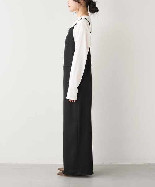 ブラックロングサロペット MICA&DEAL（マイカ＆ディール）の「バイアスロングサロペット