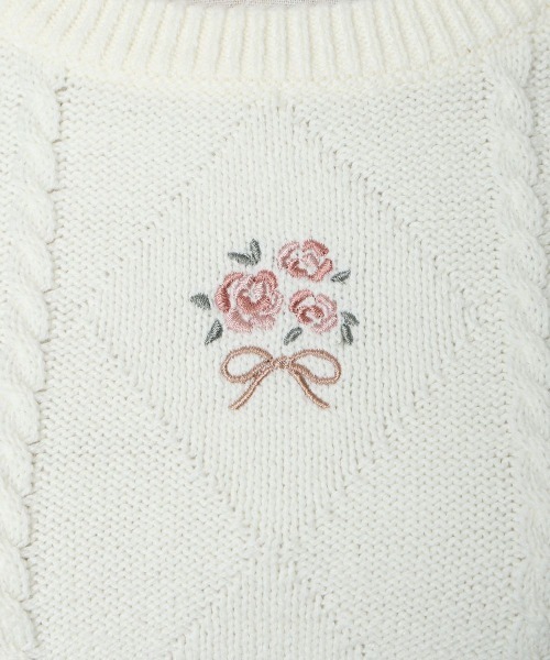 F i.n.t（フィント）の「ローズミニブーケ刺繍ニットプルオーバー/fint（ニット/セーター・レディース・オフホワイト/ライトグレー・FREE）」の16枚目の写真