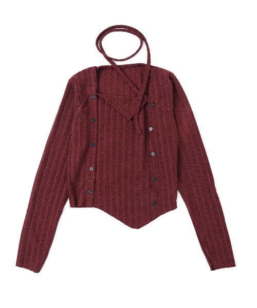 dispark（ディスパーク）の「DISPARK/チョーカー付きスラブニット（ニット/セーター・レディース・ワイン/チャコール・FREE）」の12枚目の写真