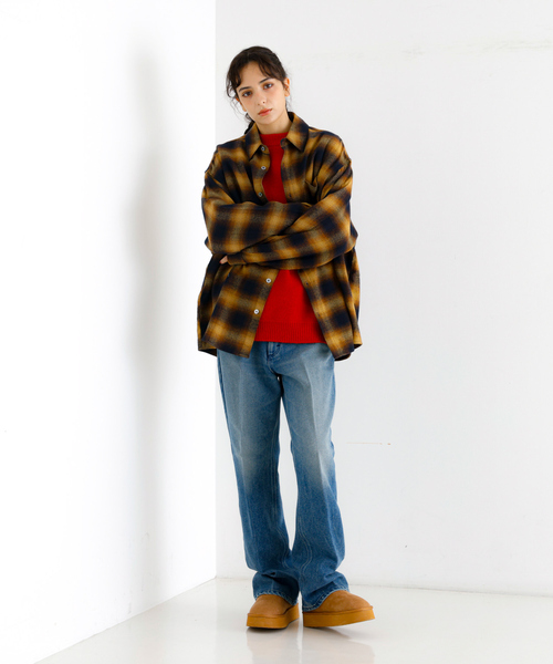 Revo.(レボ)の「【Revo./レボ】リラックスフィット オンブレチェック ネルシャツ/ユニセックス(シャツ/ブラウス・メンズ・ブラック/ブルー/ブラウン/ワイン・M/L)」の7枚目の写真