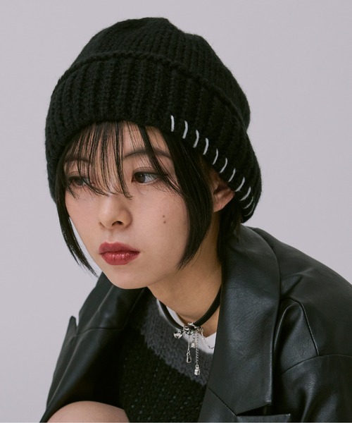 Ellno Loset（エルノロゼット）の「ステッチニットバケハ（ハット・メンズ・ブラック・FREE）」の2枚目の写真