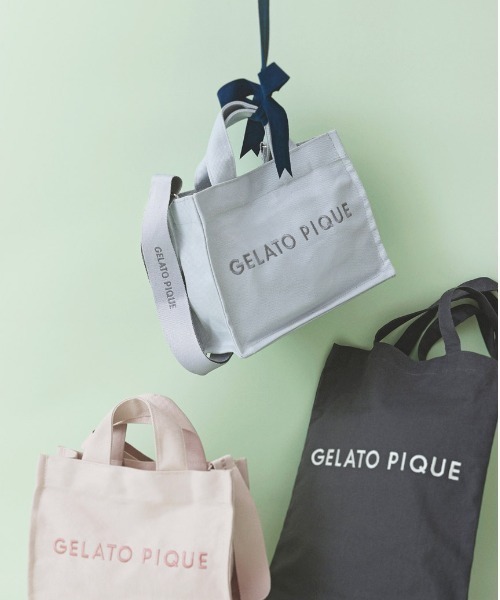 gelato pique(ジェラートピケ)の「ロゴデイリートートバッグ(トートバッグ・レディース・ブルー/ピンク/ダークグレー/ベージュ・FREE)」の6枚目の写真