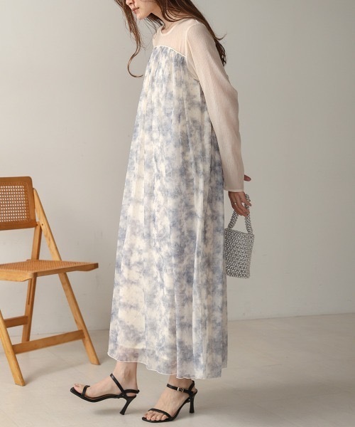Bab(バブ)の「【低身長向けサイズあり】レイヤード風ニュアンス柄ワンピース(ワンピース・レディース・ベージュ/ライトグレー・MEDIUM/SMALL)」の17枚目の写真
