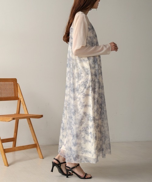 Bab(バブ)の「【低身長向けサイズあり】レイヤード風ニュアンス柄ワンピース(ワンピース・レディース・ベージュ/ライトグレー・MEDIUM/SMALL)」の15枚目の写真