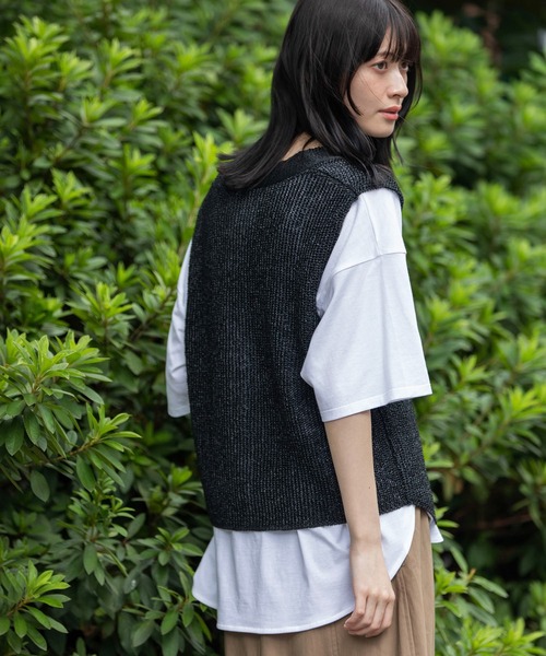 Munich（ミューニック）の「針抜き編みニットジレ（ベスト・レディース・ブラック/グレイッシュベージュ/ブラウン・FREE）」の12枚目の写真