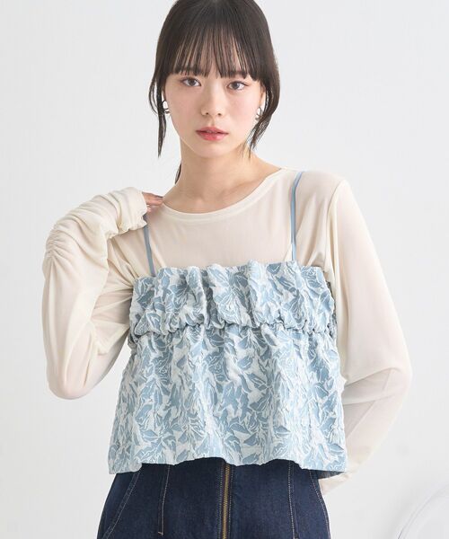 earth music&ecology(アースミュージックアンドエコロジー)の「ジャカードビスチェ(ベスト・レディース・アイボリー/ブルー/ブラック・FREE)」の4枚目の写真