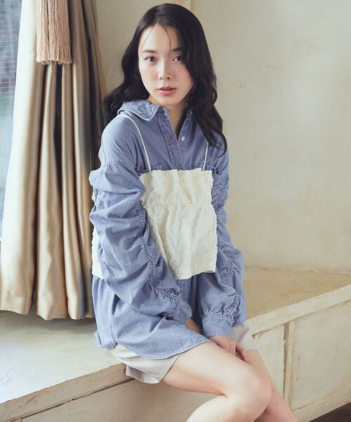 earth music&ecology(アースミュージックアンドエコロジー)の「ジャカードビスチェ(ベスト・レディース・アイボリー/ブルー/ブラック・FREE)」の7枚目の写真