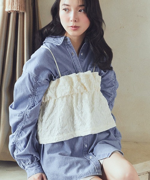 earth music&ecology(アースミュージックアンドエコロジー)の「ジャカードビスチェ(ベスト・レディース・アイボリー/ブルー/ブラック・FREE)」の2枚目の写真