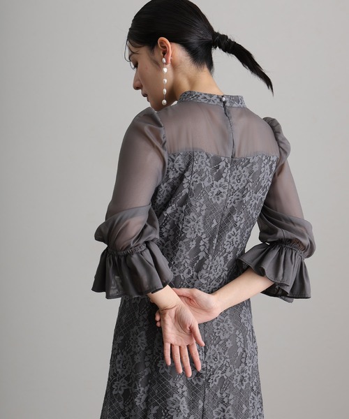 atlo(アトロ)の「結婚式 パーティー ドレス 七分袖 と ロング レイヤードセレモニー フォーマル オケージョンドレス 同窓会 二次会 成人式 お呼ばれ 謝恩会 20代 30代(ドレス・レディース・モカ/チャコール/ブラック・M/S)」の10枚目の写真