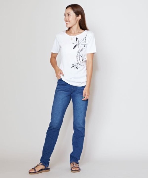 Kahiko(カヒコ)の「【Kahiko】エコルティアレフラTシャツ(Tシャツ/カットソー・レディース・ブラック/ホワイト・L/M)」の4枚目の写真