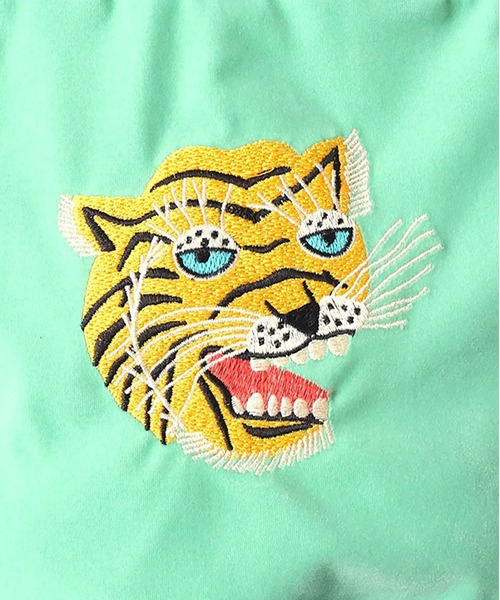HOUSTON(ヒューストン)の「HOUSTON VELVETEEN EFFECT BAG TIGER(ショルダーバッグ・メンズ・ブラック/ミント・FREE)」の6枚目の写真