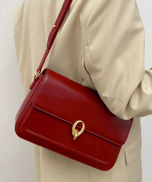 florist（フローリスト）の「2WAY レザータッチフラップショルダーバッグ（ハンドバッグ・レディース・オフホワイト/ブラック/ピンク/ブラウン/ワインレッド・FREE）」の6枚目の写真