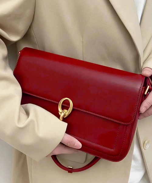 florist（フローリスト）の「2WAY レザータッチフラップショルダーバッグ（ハンドバッグ・レディース・オフホワイト/ブラック/ピンク/ブラウン/ワインレッド・FREE）」の9枚目の写真