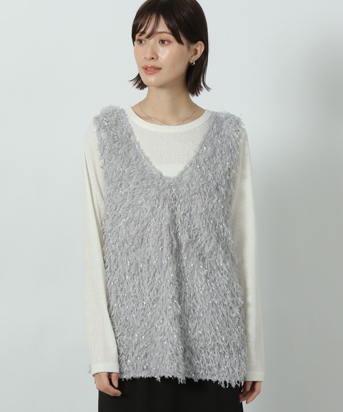 LAKOLE(ラコレ)の「フリンジベスト / 291819(ベスト・レディース・ブラック/アイボリー/グレー・FREE)」の3枚目の写真