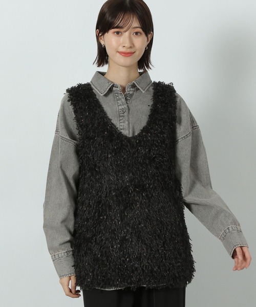 LAKOLE(ラコレ)の「フリンジベスト / 291819(ベスト・レディース・ブラック/アイボリー/グレー・FREE)」の2枚目の写真