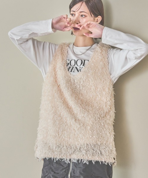 LAKOLE(ラコレ)の「フリンジベスト / 291819(ベスト・レディース・ブラック/アイボリー/グレー・FREE)」の13枚目の写真