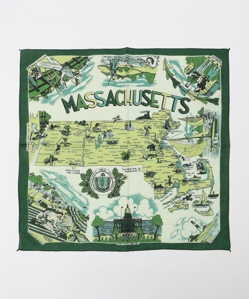 BINDU(ビンドゥー)の「BINDU: プリント バンダナ 25SS(バンダナ/スカーフ・メンズ・ホワイト/ネイビー/イエロー/グリーン/ダークブルー・ONE SIZE)」の1枚目の写真