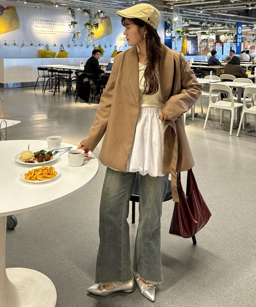 efill（エフィル）の「リボン付き 小花柄 ソフト 長袖 Tシャツ（Tシャツ/カットソー・レディース・アイボリー・FREE）」の9枚目の写真