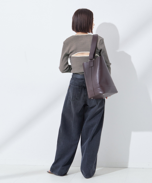 JANE SMITH / JOHN SMITH（ジェーンスミスジョンスミス）の「【JANE SMITH/ジェーンスミス】COTTON RANDOM BORDER RIB CAMI：キャミソール（キャミソール・レディース・ブラック系その他/パープル・38）」の4枚目の写真