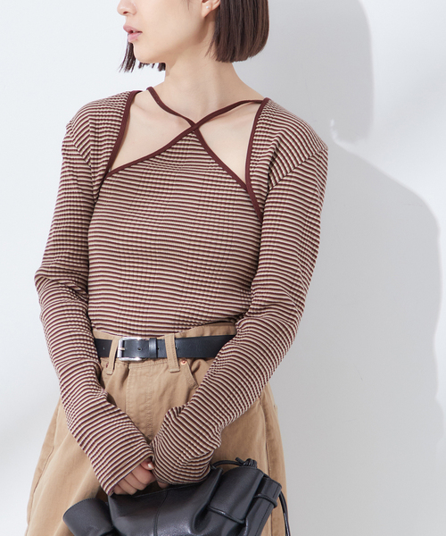JANE SMITH / JOHN SMITH（ジェーンスミスジョンスミス）の「【JANE SMITH/ジェーンスミス】COTTON RANDOM BORDER RIB CAMI：キャミソール（キャミソール・レディース・ブラック系その他/パープル・38）」の12枚目の写真