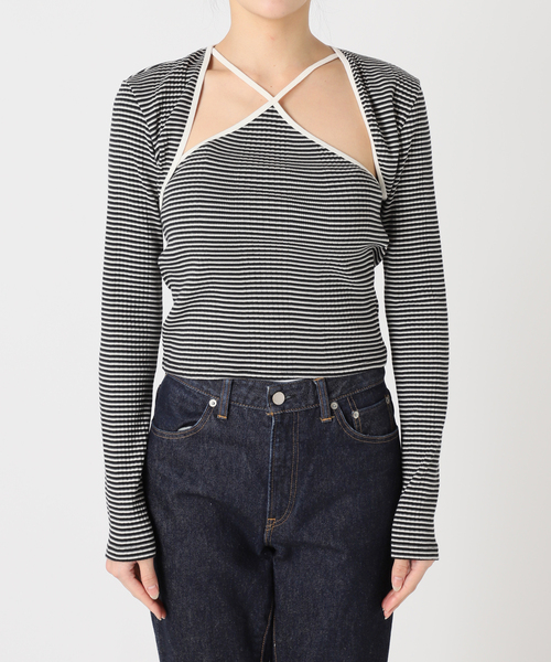 ジョンメイソンスミス ジェーンスミス RIB CAMI アンサンブルニット セール】【JANE SMITH/ジェーンスミス】COTTON RANDOM BORDER