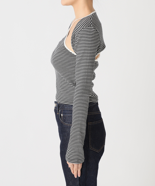 ジョンメイソンスミス ジェーンスミス COTTON RANDOM BORDER RIB CAMI アンサンブルニット 36 ボルドー ベージュ ピンク レディース セール】【JANE SMITH/ジェーンスミス】COTTON RANDOM BORDER