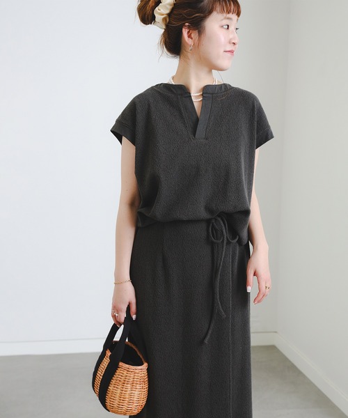 B:MING by BEAMS（ビーミングバイビームス）の「スラブ テレコ セットアップ（S～M）（ワンピース・レディース・ベージュ/オレンジ系その他4/ブラック系その他4/ブルー系その他・SMALL/MEDIUM）」の2枚目の写真