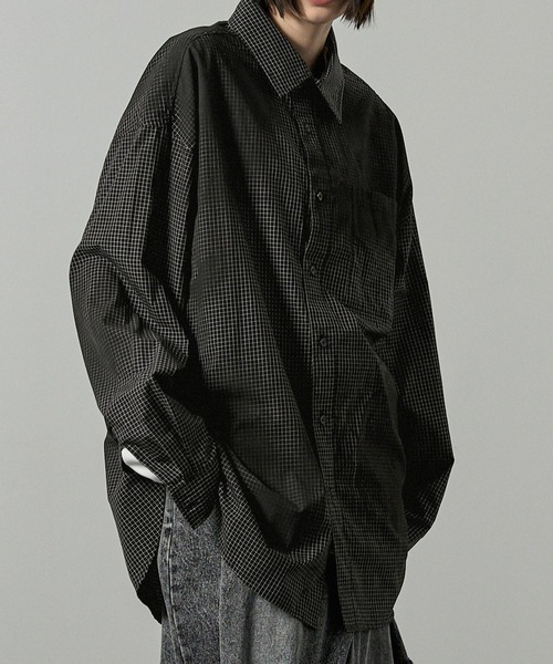 Alfred Alex（アルフレッドアレックス）の「【Alfred Alex】ヴィンテージメイク スプレーデザイン グラデーションチェックシャツ（シャツ/ブラウス・メンズ・ブラック/ホワイト・L/M）」の7枚目の写真