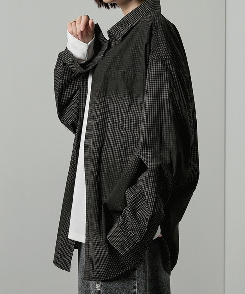 Alfred Alex（アルフレッドアレックス）の「【Alfred Alex】ヴィンテージメイク スプレーデザイン グラデーションチェックシャツ（シャツ/ブラウス・メンズ・ブラック/ホワイト・L/M）」の8枚目の写真