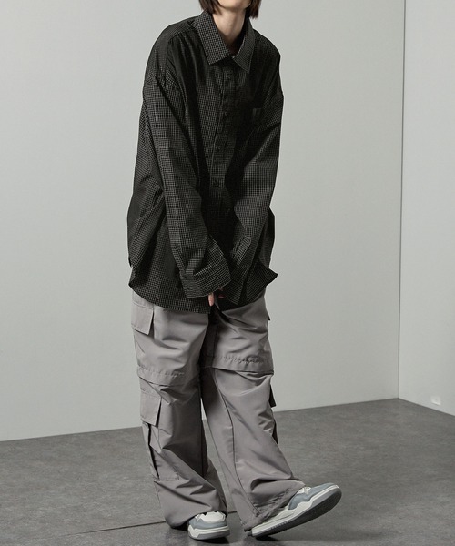 Alfred Alex（アルフレッドアレックス）の「【Alfred Alex】ヴィンテージメイク スプレーデザイン グラデーションチェックシャツ（シャツ/ブラウス・メンズ・ブラック/ホワイト・L/M）」の4枚目の写真