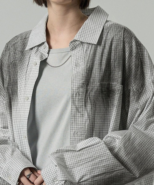 Alfred Alex（アルフレッドアレックス）の「【Alfred Alex】ヴィンテージメイク スプレーデザイン グラデーションチェックシャツ（シャツ/ブラウス・メンズ・ブラック/ホワイト・L/M）」の22枚目の写真
