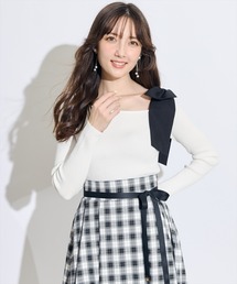 SWINGLE | 【展示会1位】ワンショルリボンアシメネックニットプルオーバー(ニット/セーター)