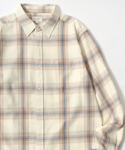 MARUKAWA(マルカワ)の「USAコットン ネルチェックシャツ 薄手 長袖 レディース メンズ(シャツ/ブラウス・メンズ・ベージュ/レッド/ブラック系その他/ベージュ系その他/ブラック/ブルー・LL/M/L)」の4枚目の写真