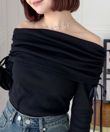 clear | サイドドロストオフショルカットソートップス[春ニット ガーリー]≪SS新作≫(Tシャツ/カットソー)