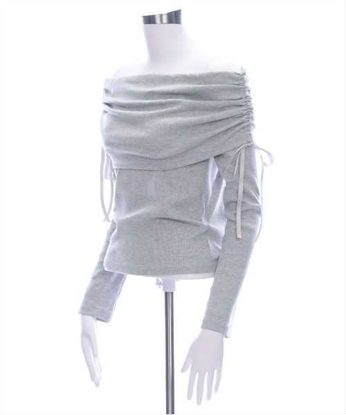 clear（クリア）の「サイドドロストオフショルカットソートップス[春ニット ガーリー リボン バレエコア]≪SS新作≫（Tシャツ/カットソー・レディース・ライトピンク/ブラック/杢グレー/オフホワイト・F）」の16枚目の写真