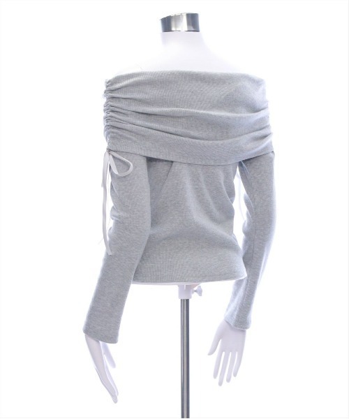 clear（クリア）の「サイドドロストオフショルカットソートップス[春ニット ガーリー リボン バレエコア]≪SS新作≫（Tシャツ/カットソー・レディース・ライトピンク/ブラック/杢グレー/オフホワイト・F）」の18枚目の写真