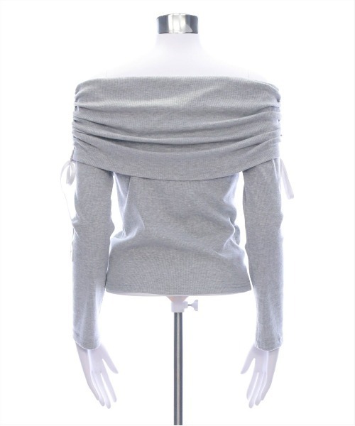 clear（クリア）の「サイドドロストオフショルカットソートップス[春ニット ガーリー リボン バレエコア]≪SS新作≫（Tシャツ/カットソー・レディース・ライトピンク/ブラック/杢グレー/オフホワイト・F）」の19枚目の写真