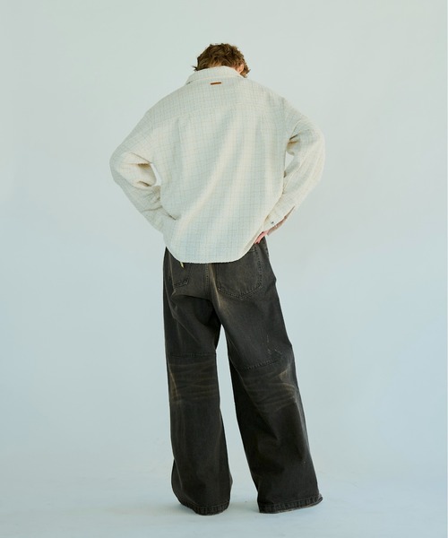 Camphor wood（カンファーウッド）の「wide baggy overdye denim trousers / ワイドバギーオーバーダイ汚れ加工デニム（デニムパンツ・メンズ・ライトブルー/ブラック/インディゴブルー・SMALL/MEDIUM/LARGE）」の11枚目の写真