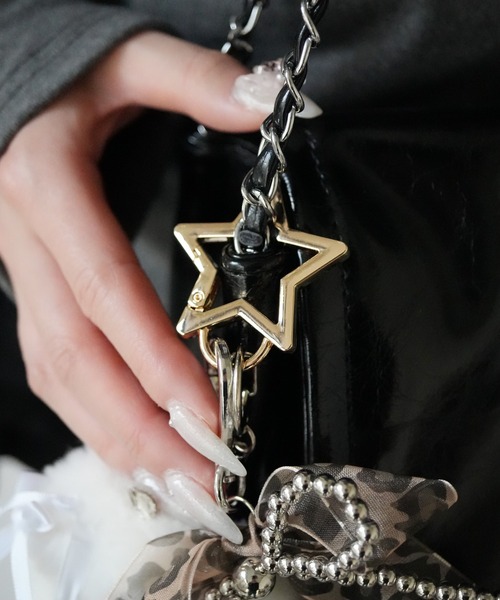 2445】オーボエ 星型キーホルダー 星型カラビナ ブルーの万華鏡