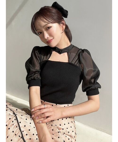 RESEXXY(リゼクシー)の「バックリボンシアースリーブニット(ニット/セーター・レディース・ブルー/ブラック/イエロー・FREE)」の9枚目の写真