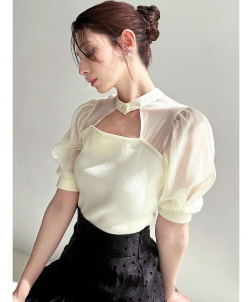 RESEXXY(リゼクシー)の「バックリボンシアースリーブニット(ニット/セーター・レディース・ブルー/ブラック/イエロー・FREE)」の13枚目の写真