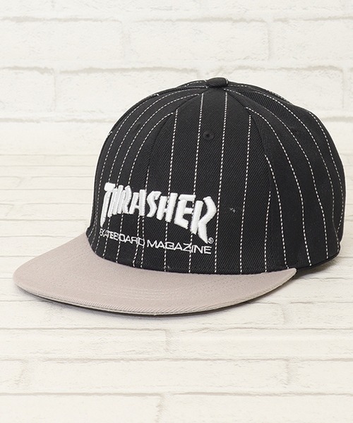 THRASHER(スラッシャー)の「【THRASHER/スラッシャー】刺繍ロゴBBキャップ フラットバイザー 帽子(キャップ・メンズ・グレー/ブラック/ホワイト・FREE)」の3枚目の写真