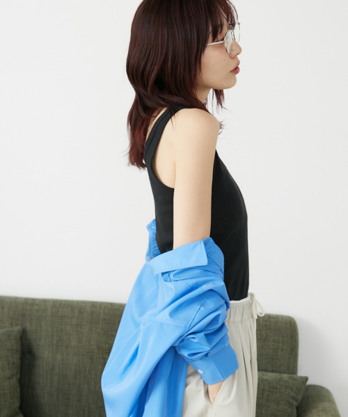 Auntie Rosa Holiday(アンティローザホリデー)の「テレコベーシックタンク(タンクトップ・レディース・ピンク/テラコッタ/ブラック/ナチュラル/ブルー・FREE)」の9枚目の写真