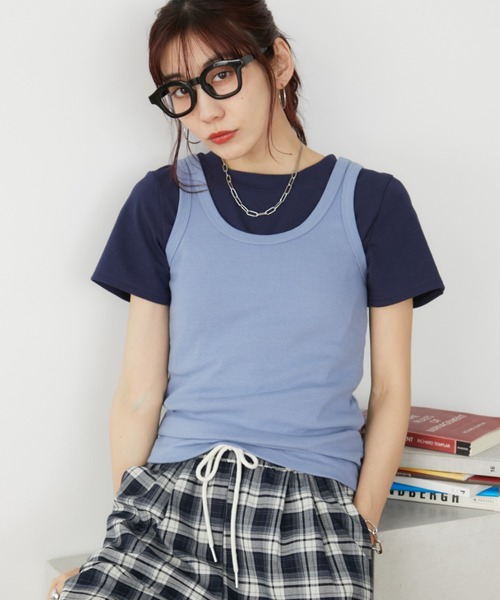 Auntie Rosa Holiday(アンティローザホリデー)の「テレコベーシックタンク(タンクトップ・レディース・ピンク/テラコッタ/ブラック/ナチュラル/ブルー・FREE)」の15枚目の写真