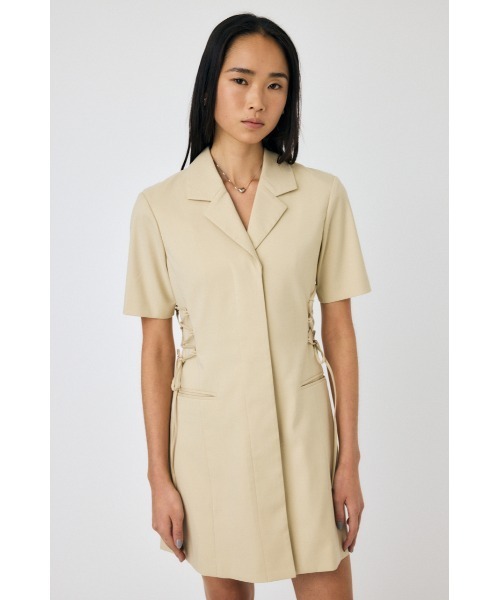 MOUSSY(マウジー)の「LACE UP TAILORED ドレス(ワンピース・レディース・ブルー系その他/グレー系その他/ライトベージュ・1/2)」の1枚目の写真