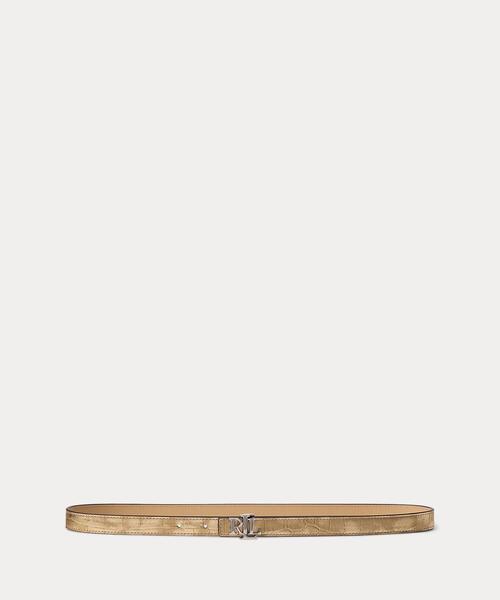 LAUREN RALPH LAUREN/リバーシブル メタリック スキニー ベルト RALPH LAUREN｜ロゴ リバーシブル メタリック スキニー ベルト