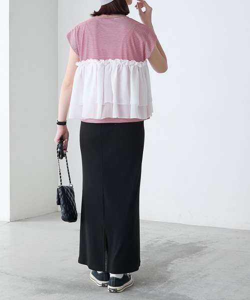 BONLECILL(ボンルシール)の「ミニボーダーシフォンティアードT(Tシャツ/カットソー・レディース・ブラック/ネイビー/レッド・FREE)」の5枚目の写真